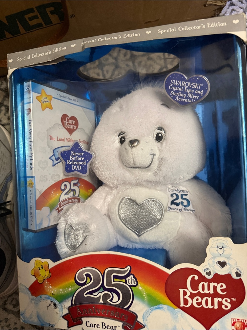 Care Bears Silver/White 25th Anniversary Plush with Heart Emblem